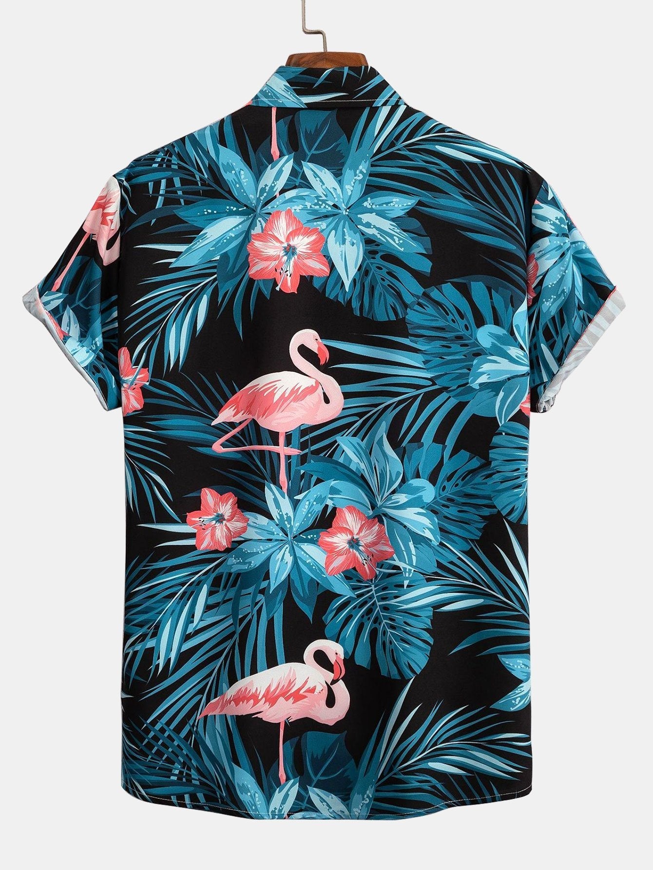 Hemd mit Knopfleiste und Badeshorts mit Flamingo-Tropenprint