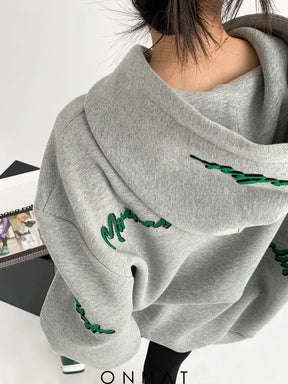 Knit Lettering Embroidery Hoddie Sweaters & Cardigans