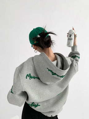 Knit Lettering Embroidery Hoddie Sweaters & Cardigans