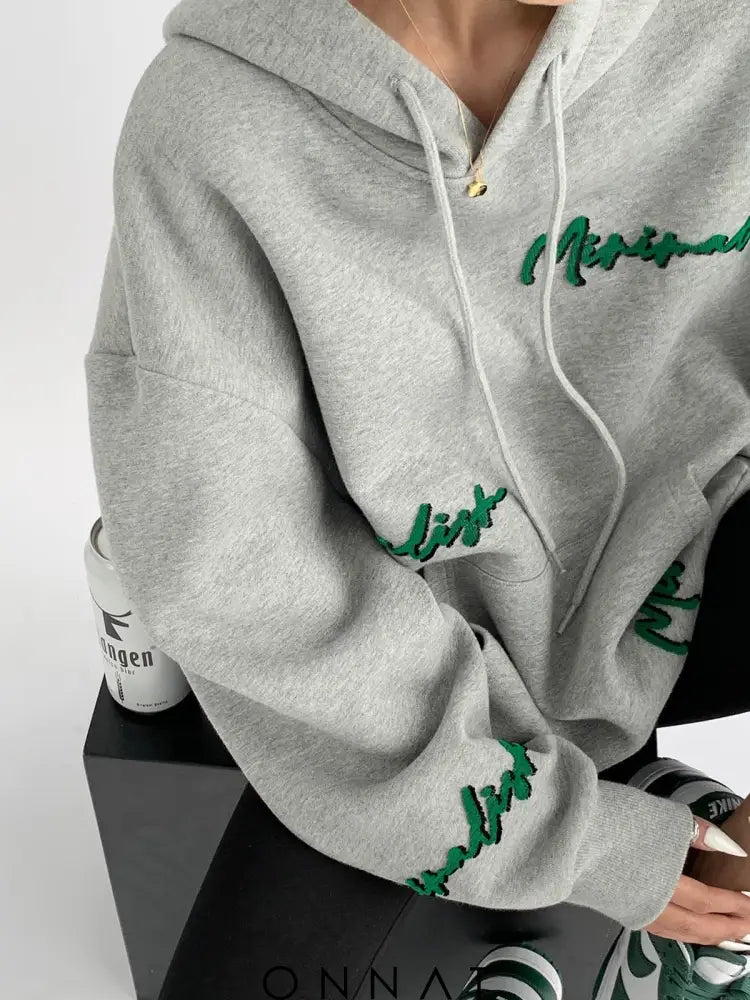 Knit Lettering Embroidery Hoddie Sweaters & Cardigans