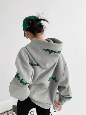 Knit Lettering Embroidery Hoddie Sweaters & Cardigans