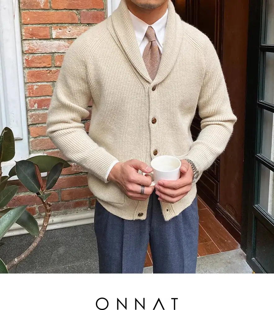 Knitted Cardigan Khaki / Small (65Kg) Menswear