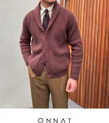 Knitted Cardigan Maroon / Small (65Kg) Menswear