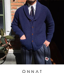 Knitted Cardigan Navy Blue / Small (65Kg) Menswear