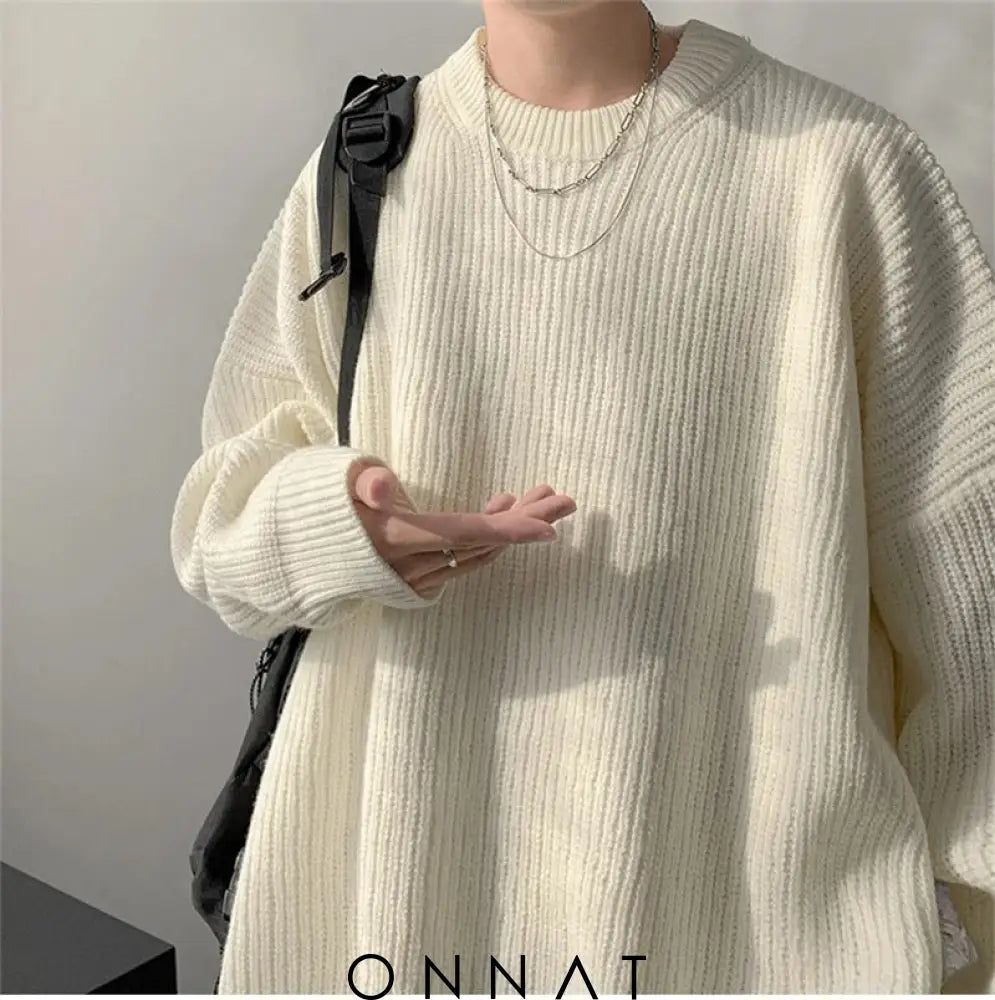 Knitted Sweater Pullover Beige / Medium (40-50Kg) Menswear