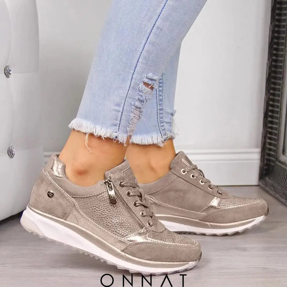 Lena™️ - Orthopedische Sneakers Met Ritssluiting Beige / 35