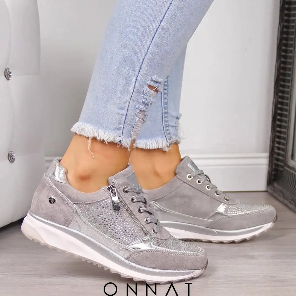 Lena™️ - Orthopedische Sneakers Met Ritssluiting Grijs / 35