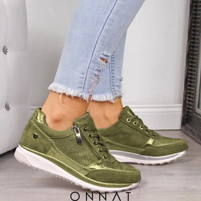 Lena™️ - Orthopedische Sneakers Met Ritssluiting Groen / 35