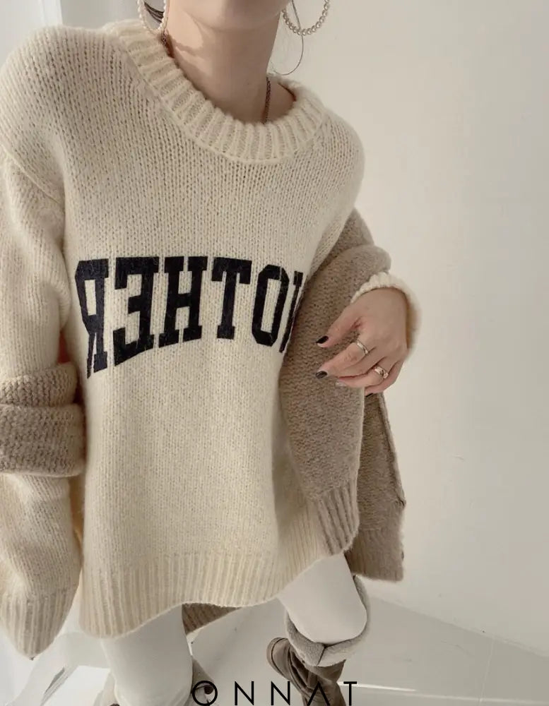 Letter Print Knit Sweater Sweaters & Cardigans