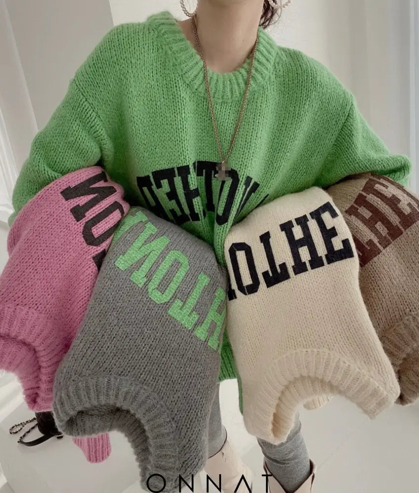 Letter Print Knit Sweater Sweaters & Cardigans