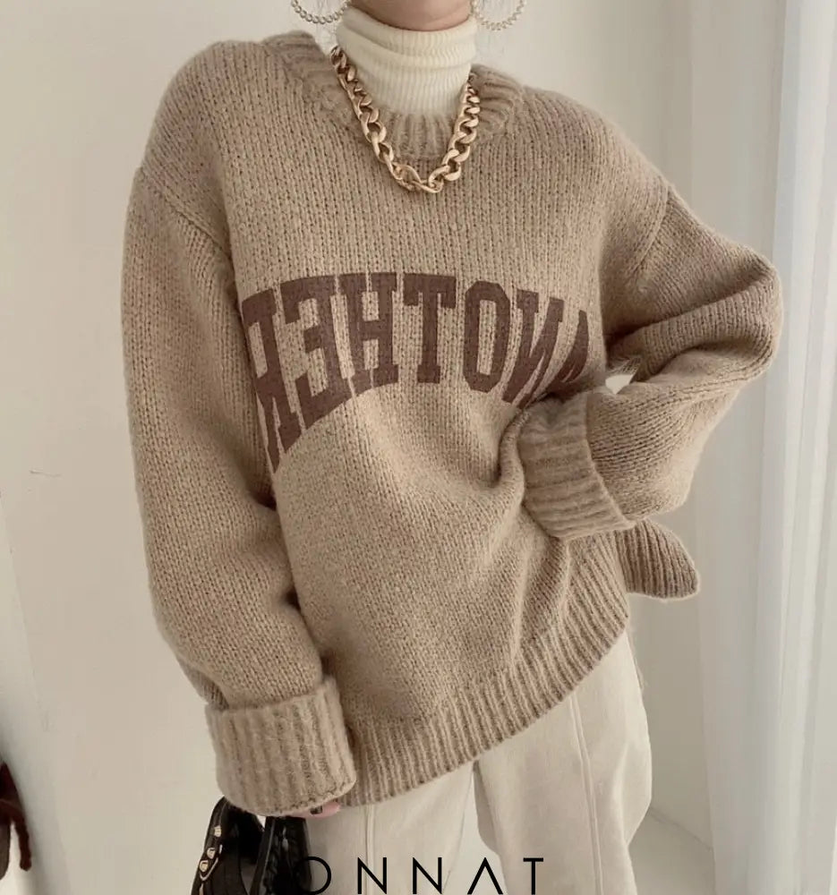 Letter Print Knit Sweater Sweaters & Cardigans