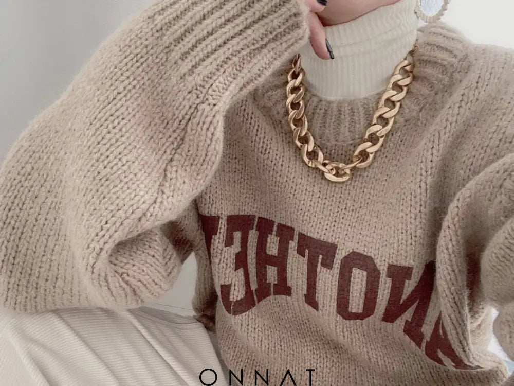 Letter Print Knit Sweater Sweaters & Cardigans