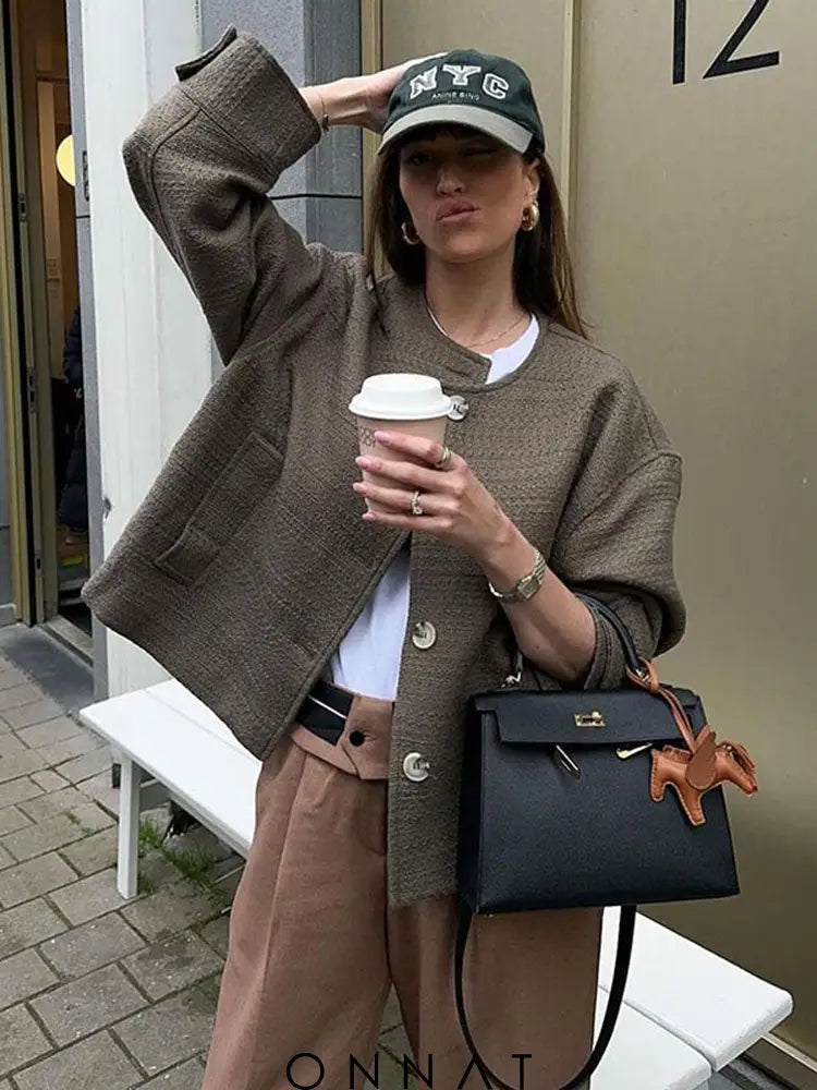 Love Fashion Jacket Coffee / S Coats & Jackets