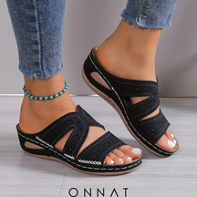 Luella™ - Zomerse Sandalen Met Sleehak Zwart / 35