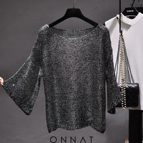 Luxury Sequined Sweater Charleigh Black / One Size Sweaters & Cardigans