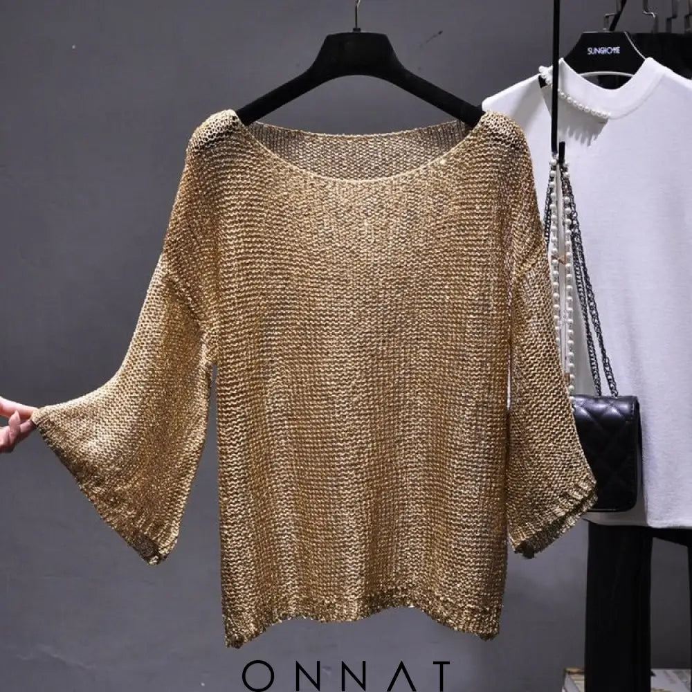 Luxury Sequined Sweater Charleigh Gold / One Size Sweaters & Cardigans