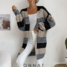 Lydia Knitted Long Sweater Black Khaki / S Sweaters & Cardigans