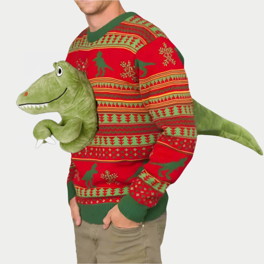 Dino Claus Ugly Sweater – Unleash the Holiday Beast!