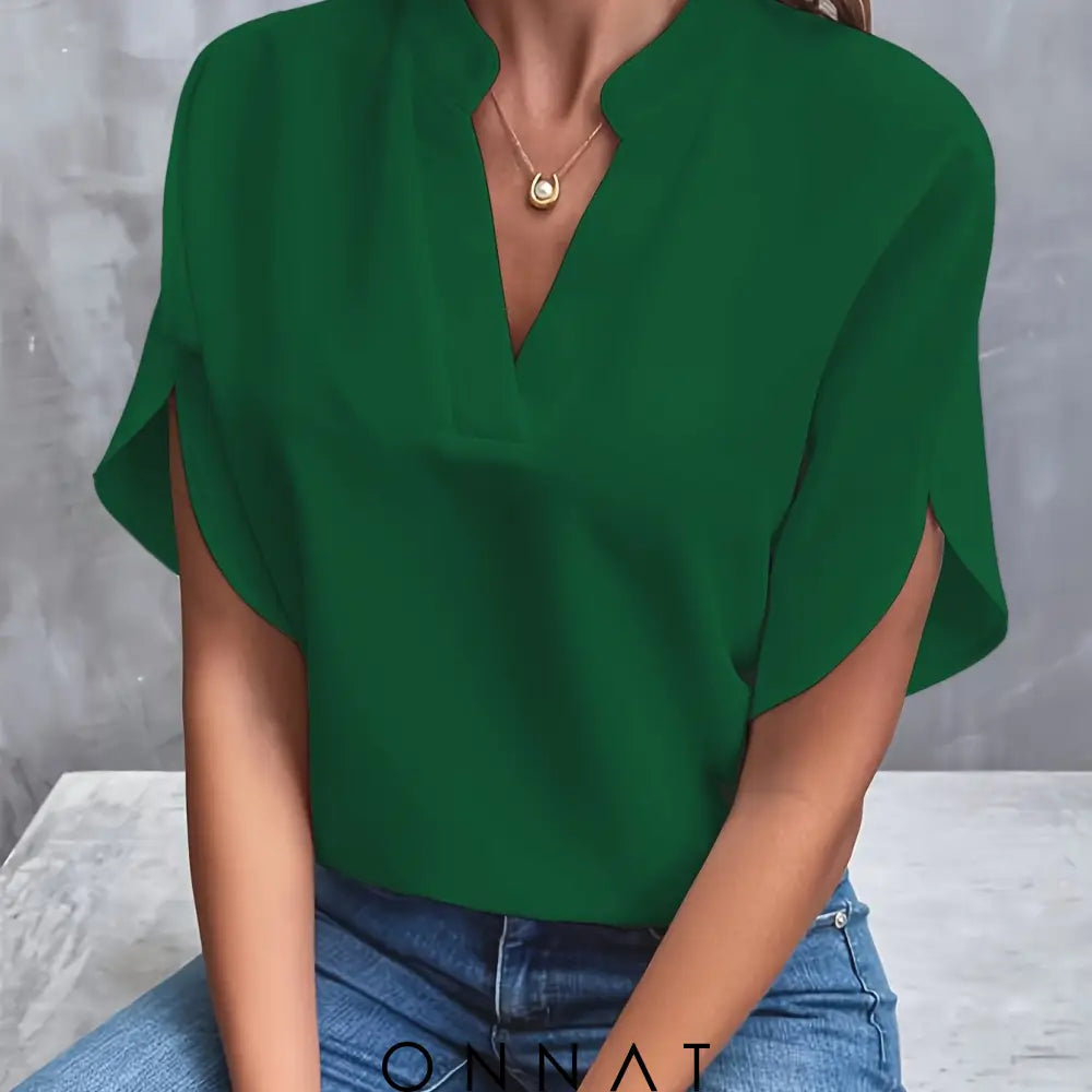 Manon Onnat - Blouse Met V-Hals Groen / S Tops