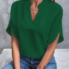 Manon Onnat - Blouse Met V-Hals Groen / S Tops