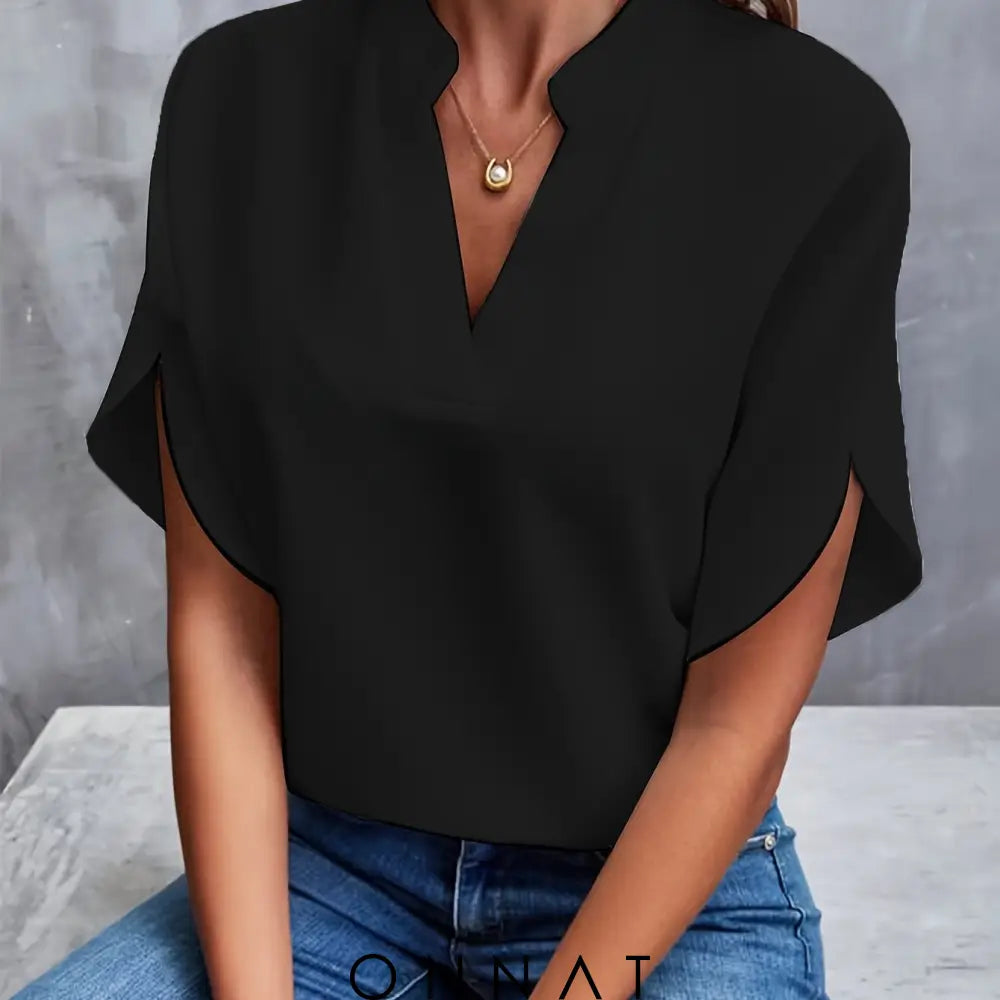 Manon Onnat - Blouse Met V-Hals Zwart / S Tops