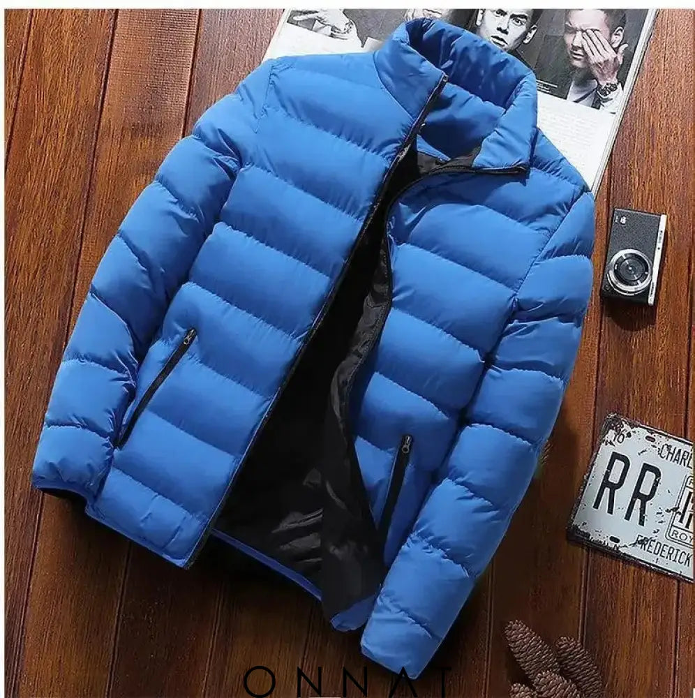 Men’s Fall Winter Coats Padded Jacket Blue / Large (50-55Kg) Menswear