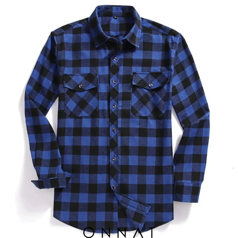 Men’s Plaid Long Sleeve Blue / Small Menswear