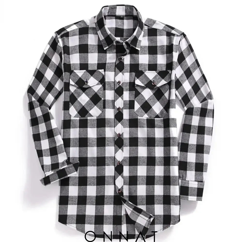 Men’s Plaid Long Sleeve White / Small Menswear