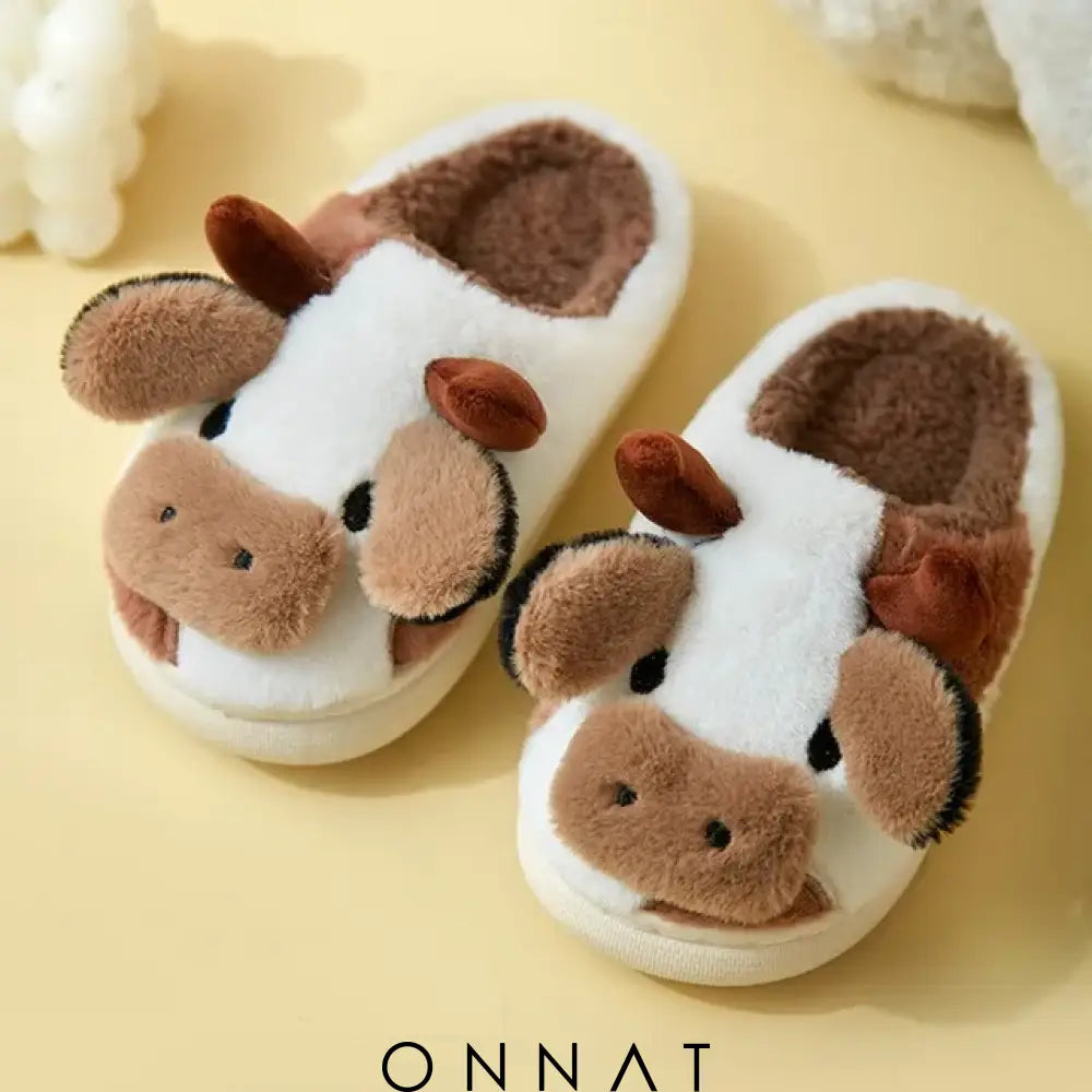 Moomoo Cozy Delight Slippers 36-37 / Cow Slides Coffee Shoes