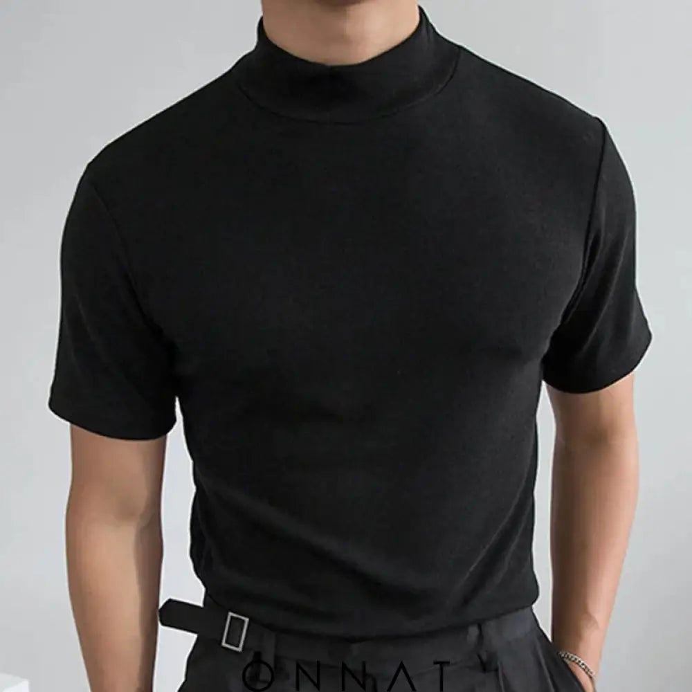 Neck Slim Fit T-Shirt Black / S Menswear