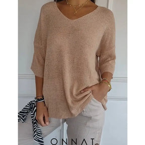 Noelle Onnat - Top Met V-Hals En Lange Mouwen Aprikot / S Tops