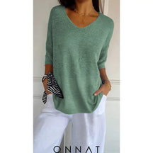 Noelle Onnat - Top Met V-Hals En Lange Mouwen Groen / S Tops