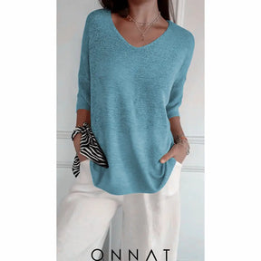 Noelle Onnat - Top Met V-Hals En Lange Mouwen Meerblauw / S Tops