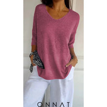 Noelle Onnat - Top Met V-Hals En Lange Mouwen Rozerood / S Tops