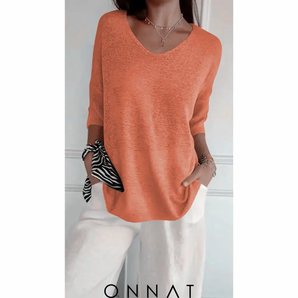 Noelle Onnat - Top Met V-Hals En Lange Mouwen Tops