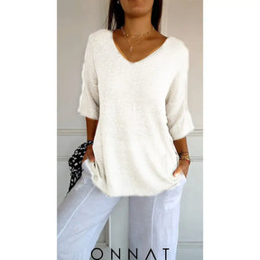 Noelle Onnat - Top Met V-Hals En Lange Mouwen Wit / S Tops