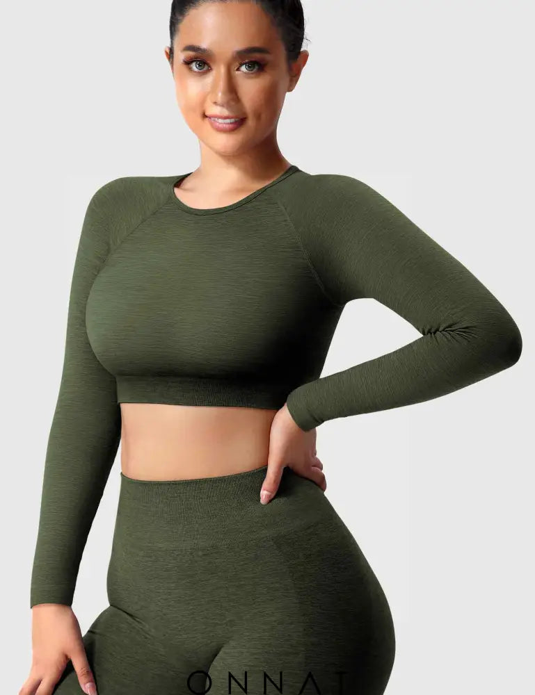 Onnat Amplify Long Sleeves Army Green / S Tops