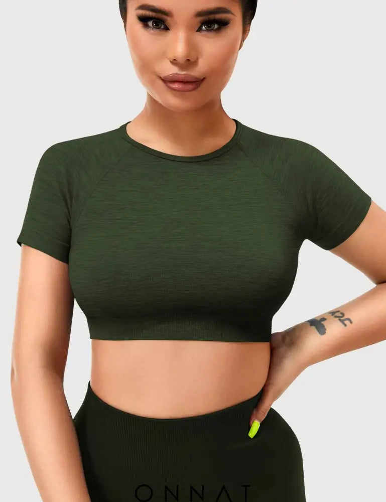 Onnat Amplify Short Sleeves Army Green / S Tops