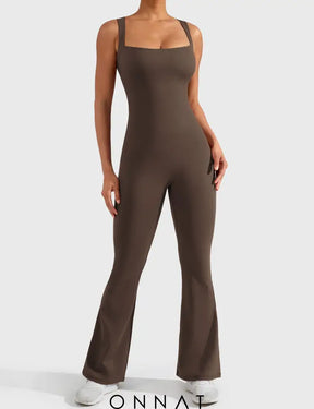 Onnat Ashley Flared Jumpsuit Coffee / S Jumpsuits