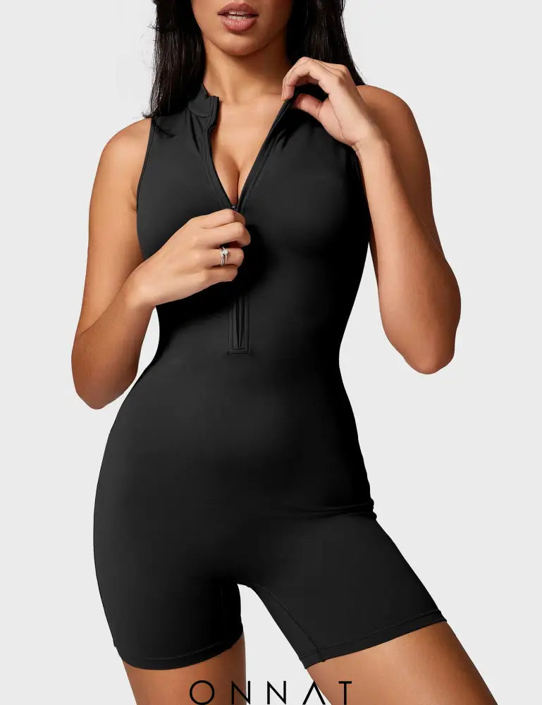 Onnat Belle Sleeveless Zipper Romper Jumpsuits