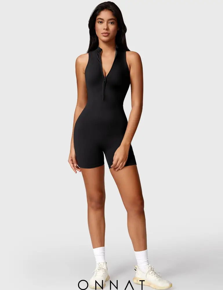 Onnat Belle Sleeveless Zipper Romper Jumpsuits