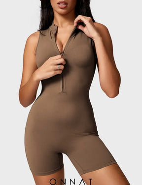 Onnat Belle Sleeveless Zipper Romper Jumpsuits