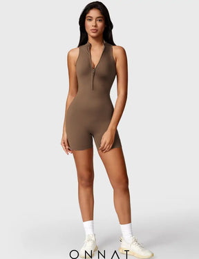 Onnat Belle Sleeveless Zipper Romper Jumpsuits