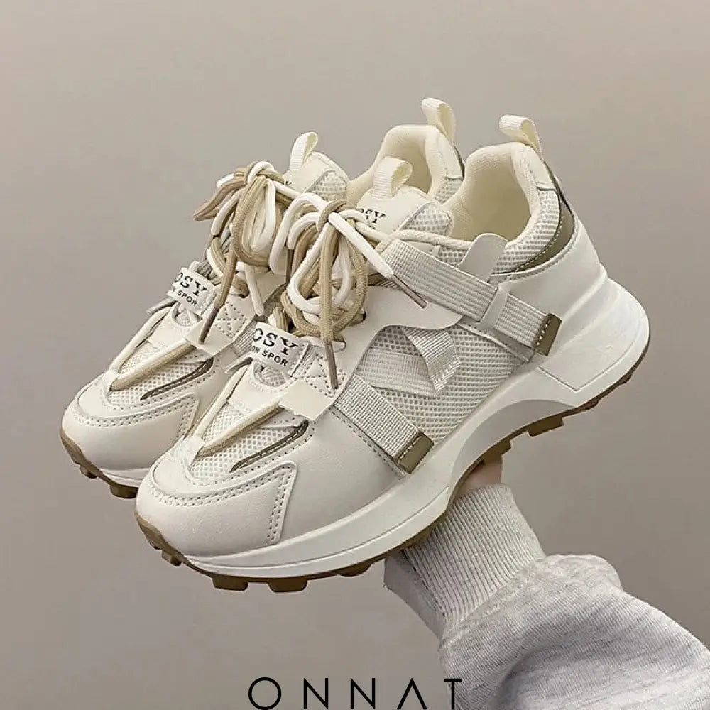 Onnat Breathable Platform Sneaker Khaki / 34 Shoes