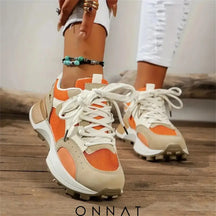 Onnat Breathable Platform Sneaker Orange-Khaki / 34 Shoes