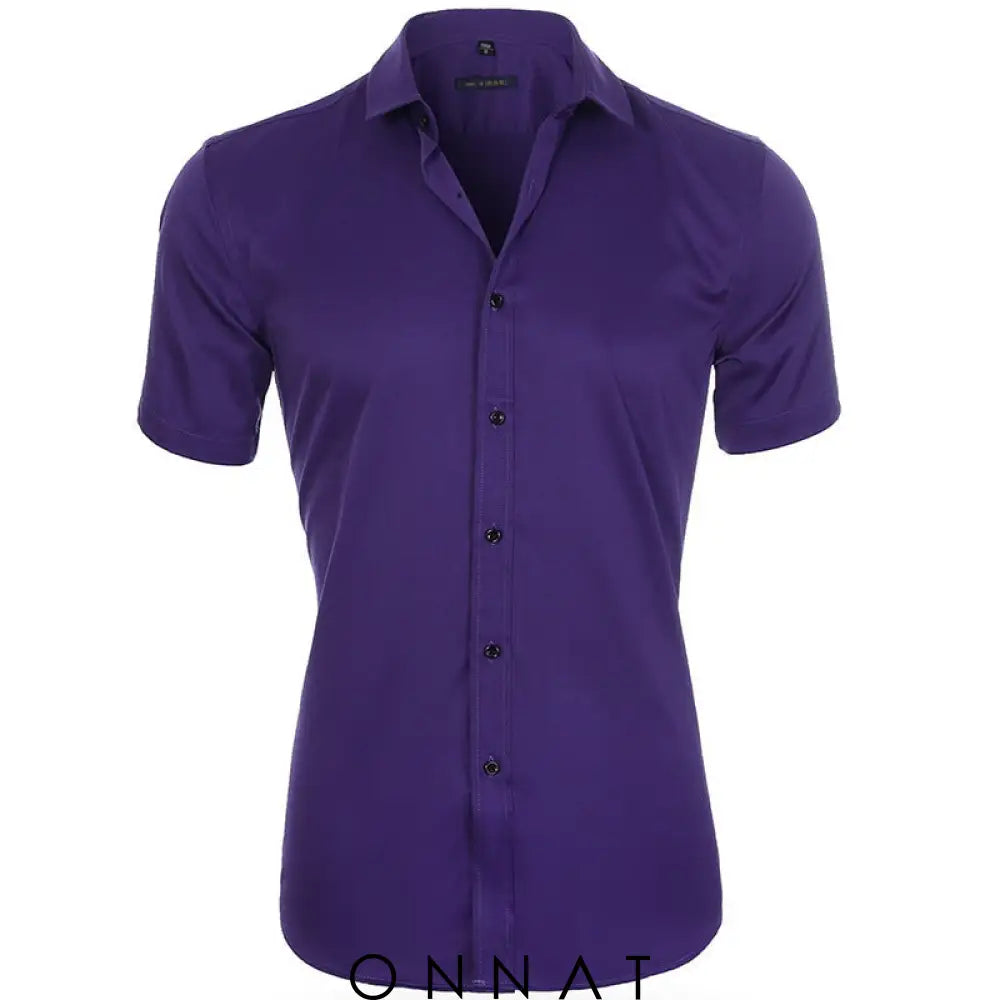 Onnat Breezefit Anti-Wrinkle Short Sleeve Shirt Dark Purple / 38 Menswear