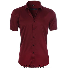 Onnat Breezefit Anti-Wrinkle Short Sleeve Shirt Wine Red / 38 Menswear