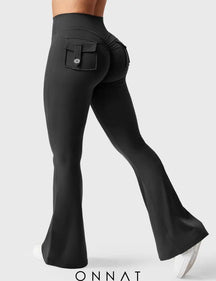 Onnat Brittany Flared Leggings With Pockets Black / Xs