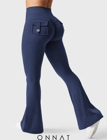 Onnat Brittany Flared Leggings With Pockets Navy / Xs