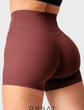 Onnat Buttery High Waisted Shorts Burgundy / S